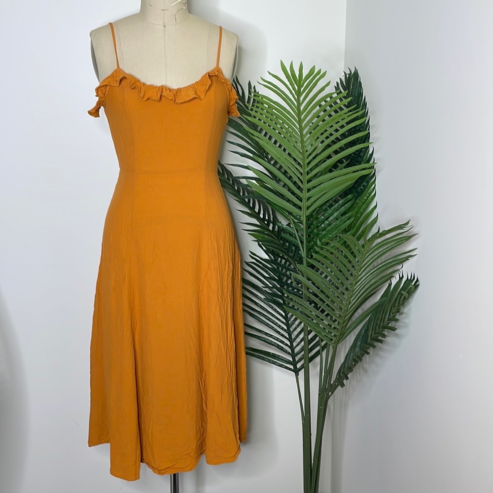 Used H&M Orange Midi Dress - Picture 1 of 5